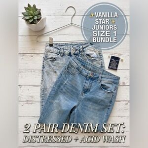 Bundle (2) Vanilla Star High Rise Skinny Jeans | Acid Wash & Distressed Size 1